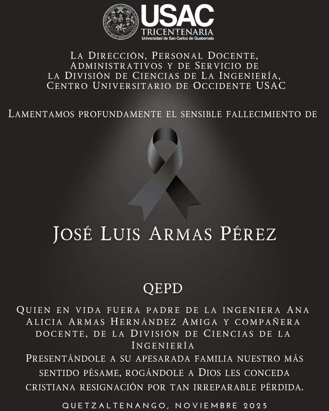 Esquela José Luis Armas Pérez