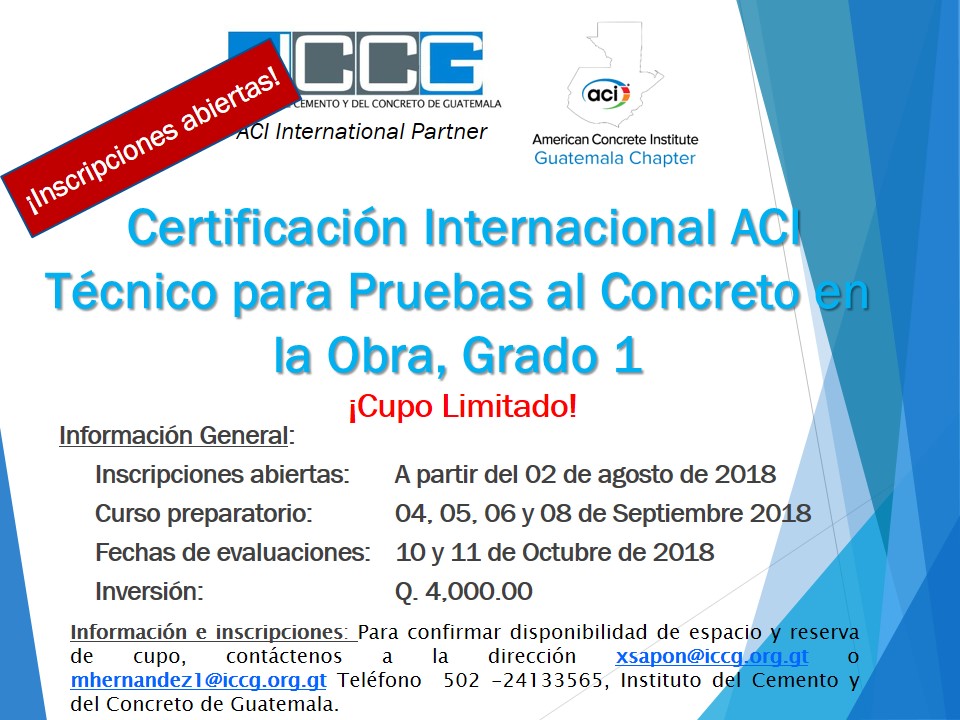 Certificación Internacional ACI 2018