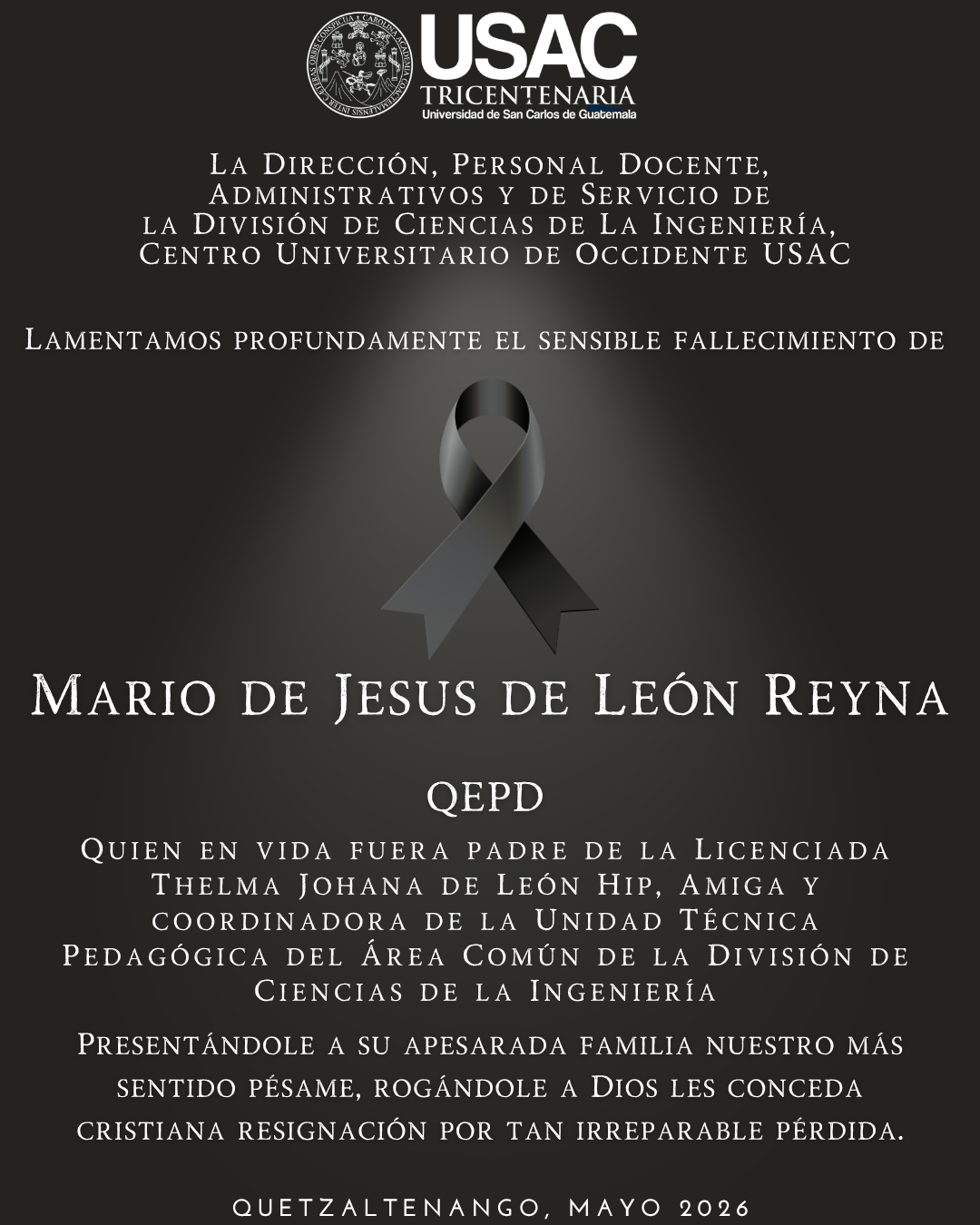 Esquela Mario de Jesús de León Reyna