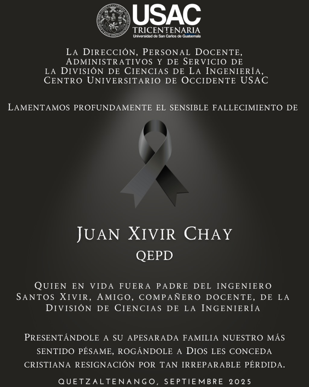Esquela Juan Xivir Chay