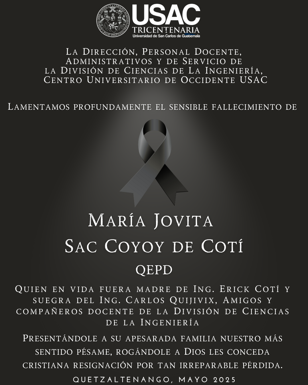 Esquela María Jovita Sac Coyoy de Cotí