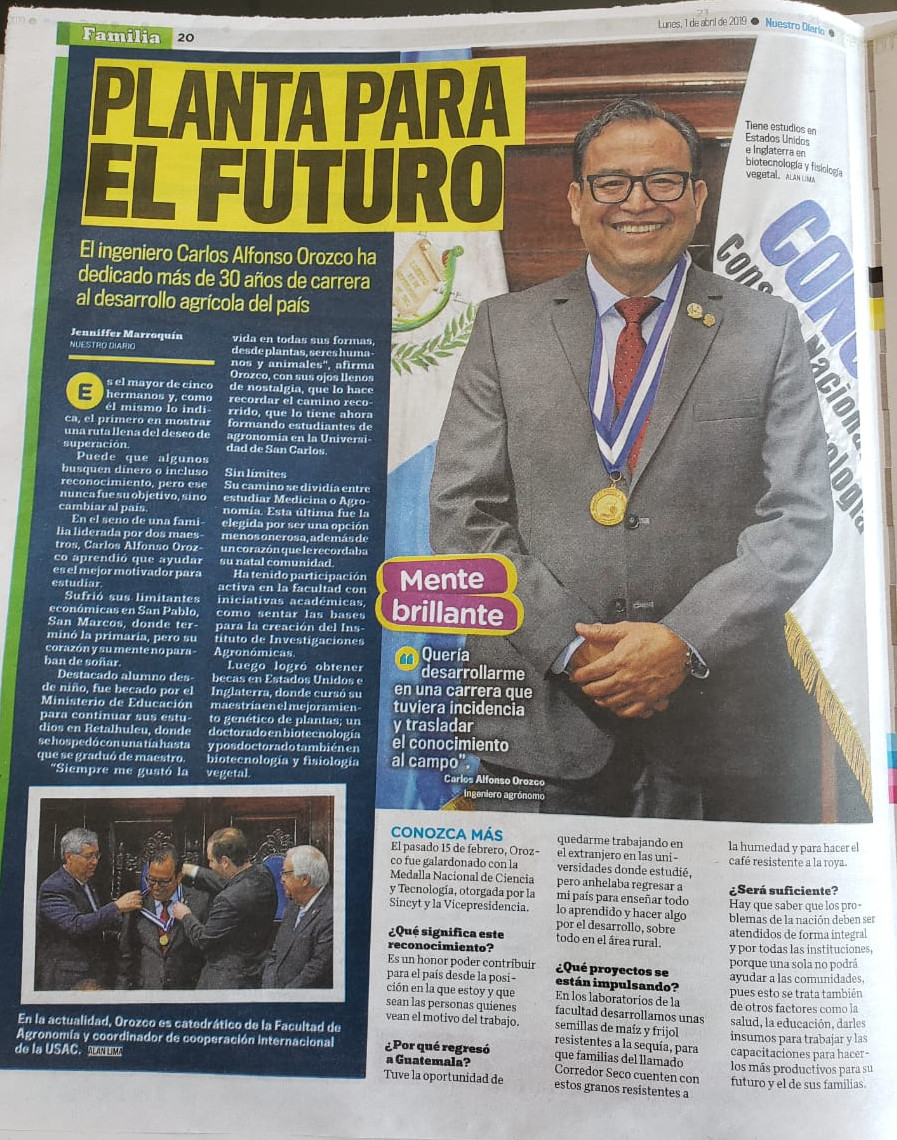 Ingeniero Carlos Alfonso Orozco, 30 años dedicado al desarrollo agrícola del país